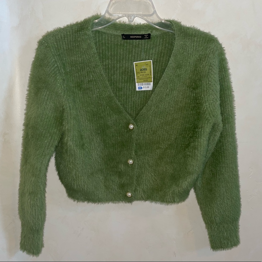 Hesperus green cardigan sweater